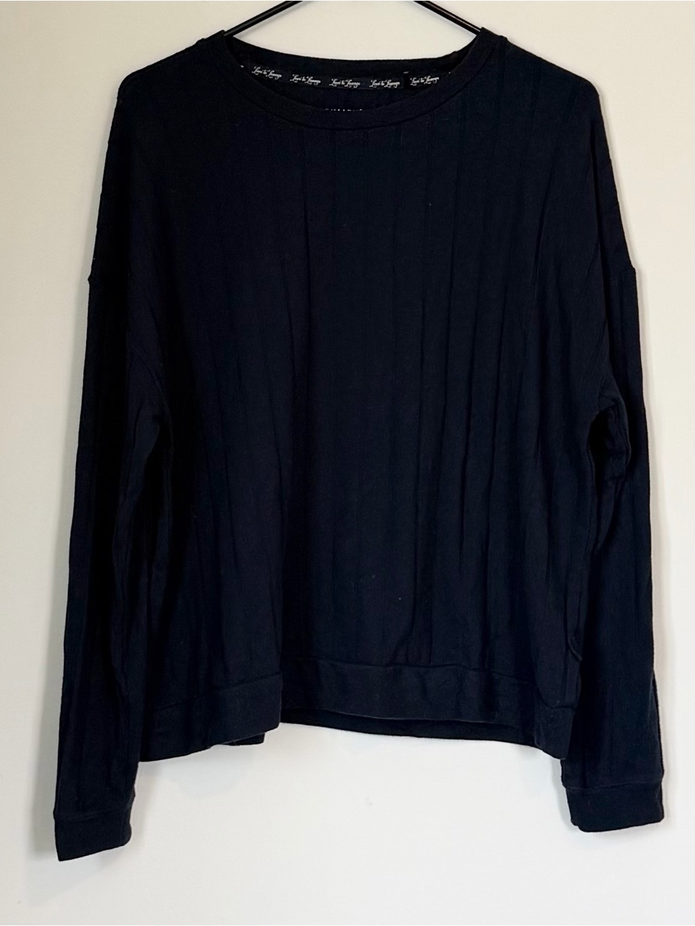 Primark Casual Navy Ribbed Crewneck Sweatshirt - Size: Medium